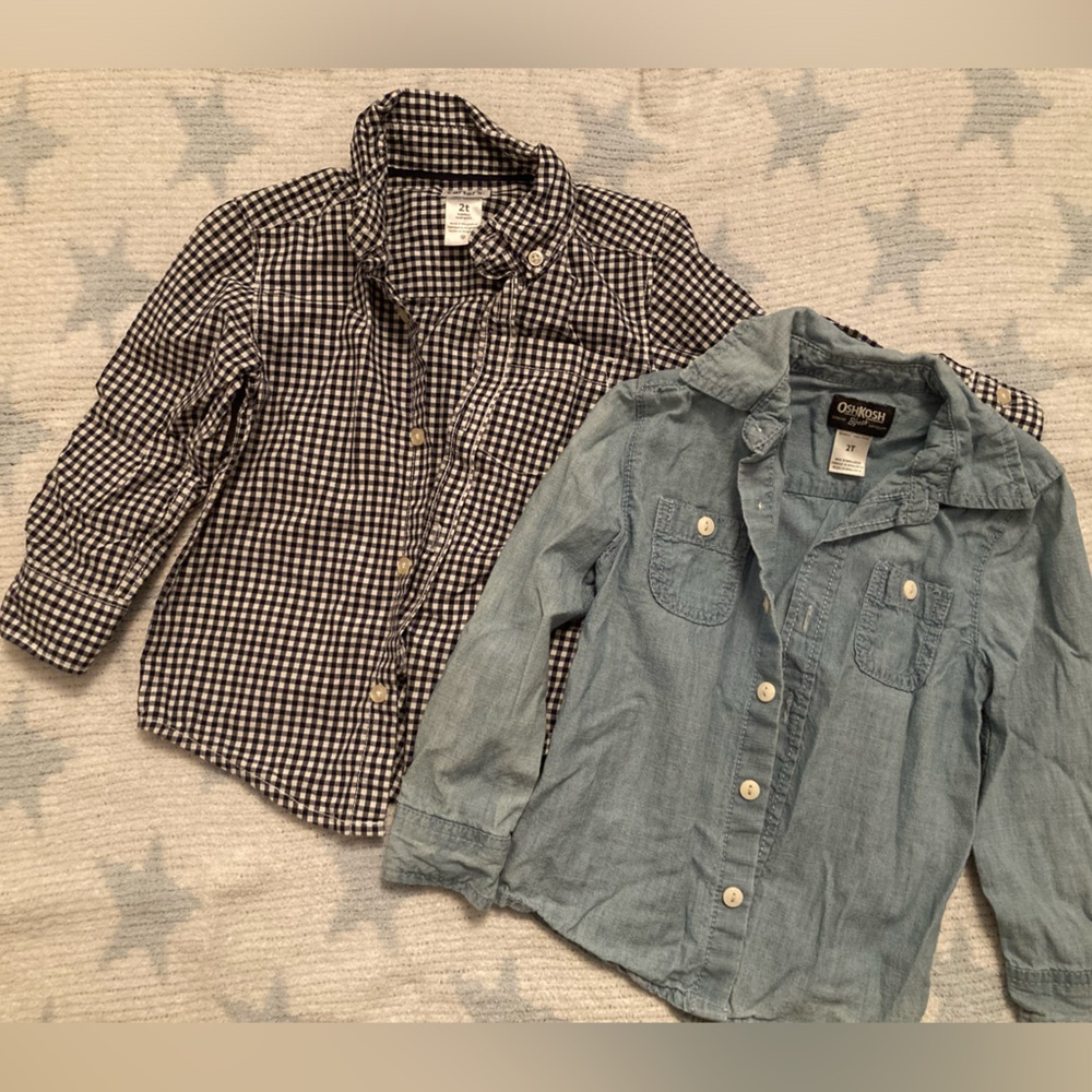 Carters Oshkosh button down shirts dressy casual toddler gingham chambray bundle